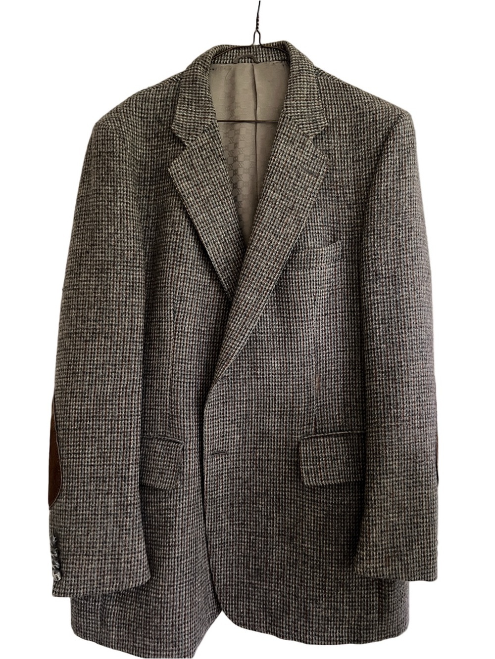 Vintage Harris Tweed Leather Elbow Patches Sports Jacket Blazer Handwoven